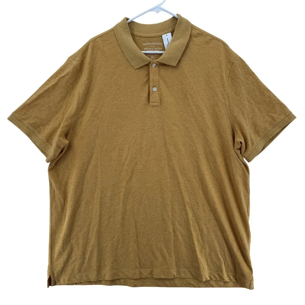 Banana Republic Polo Shirt Mens 2XL‎ Tall Brown Organic Cotton Pique Casual NWT